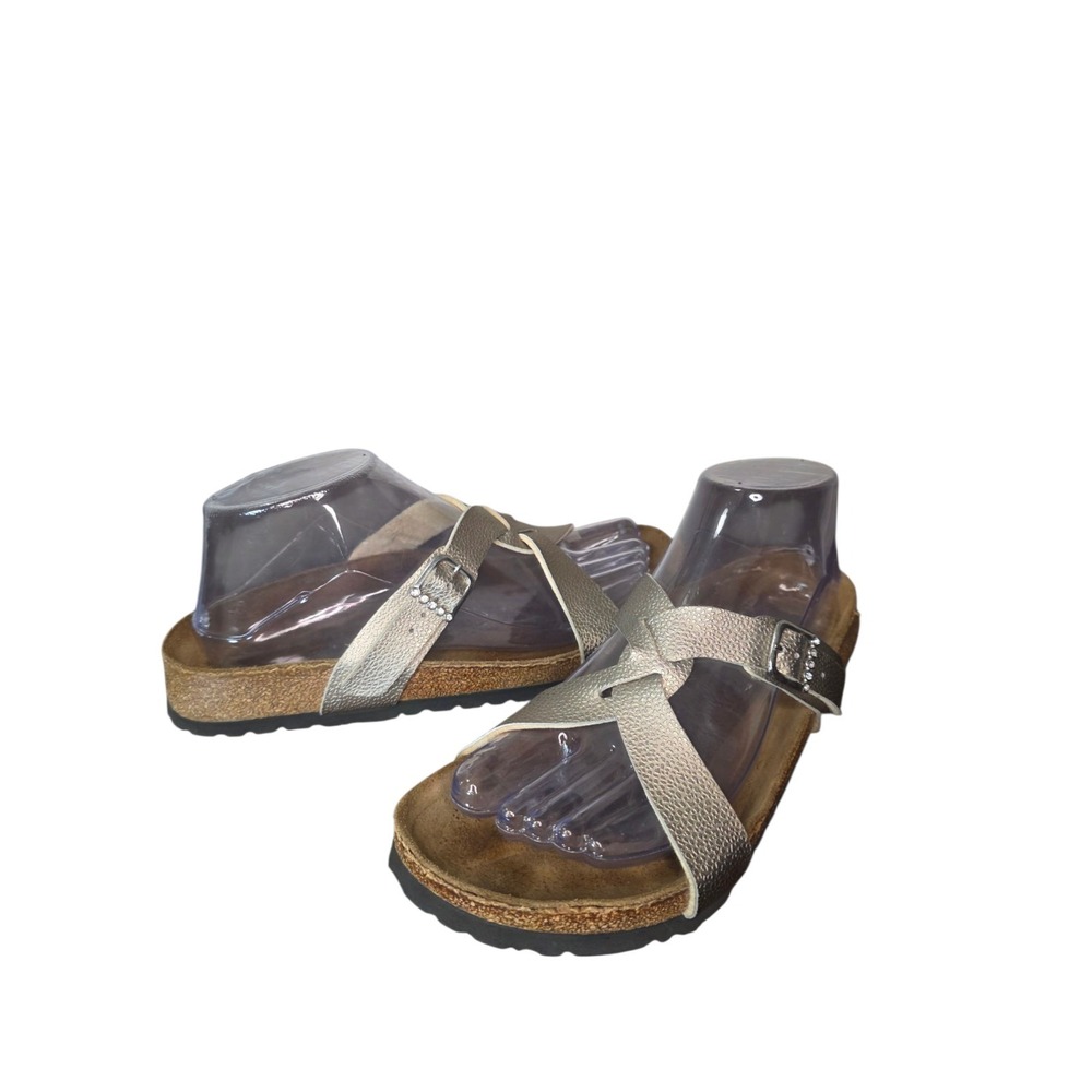 Birkis Birkenstock Sylt Rhinestone Sandals Metallic Criss Cross Womens 37